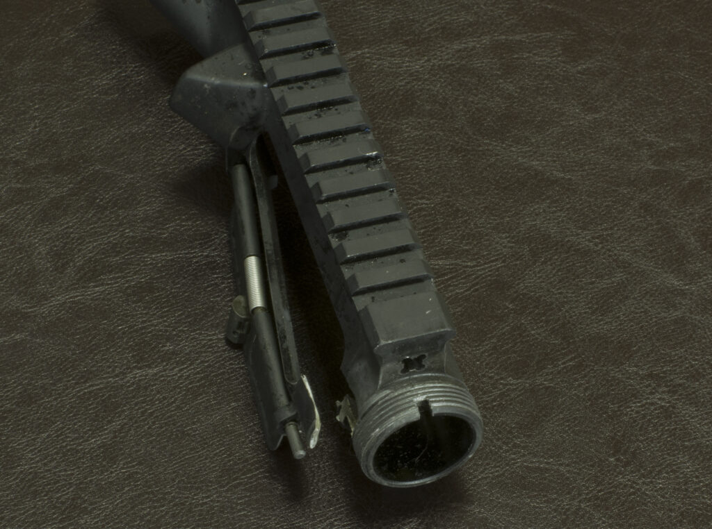 Destroyed AR-15 upper receiver