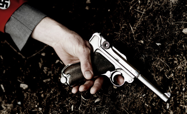 A gun collecting unicorn. The chrome Luger taken off a "high ranking German officer."